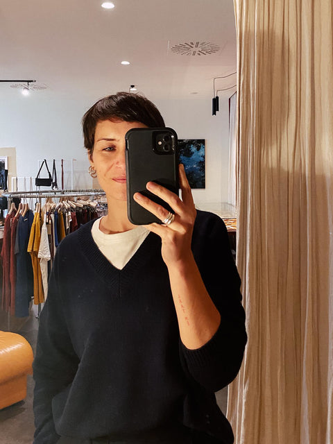 Cashmere V sweater - navy