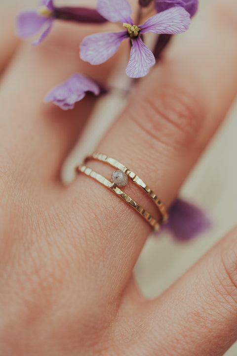 Ring Juliette met ruwe diamant (massief 18k goud)