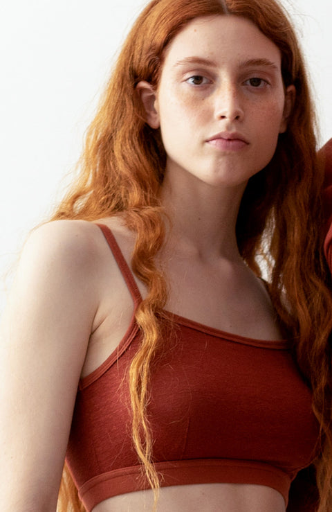 Linnen crop top - rust