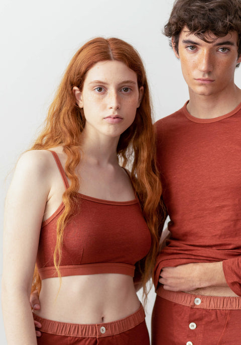 Linnen crop top - rust