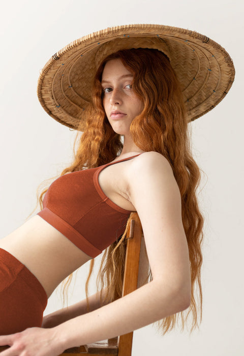 Linnen crop top - rust