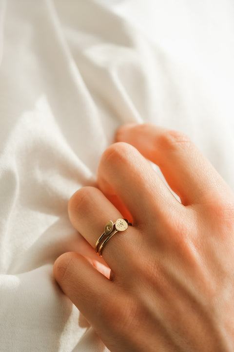 Love letter gepersonaliseerde ring - glad (verguld)