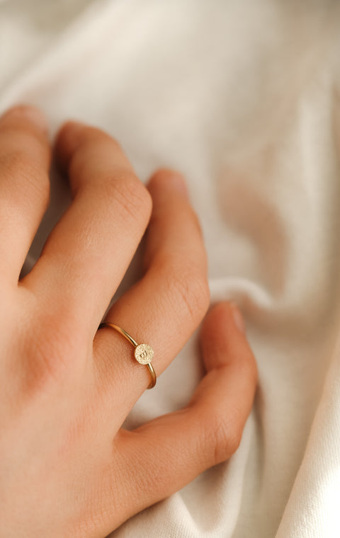 Love letter gepersonaliseerde ring - geschuurd (verguld)