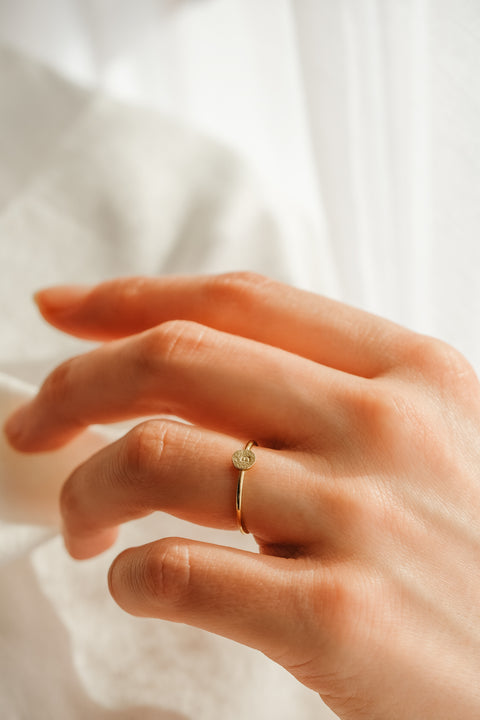 Love letter gepersonaliseerde ring - geschuurd (verguld)