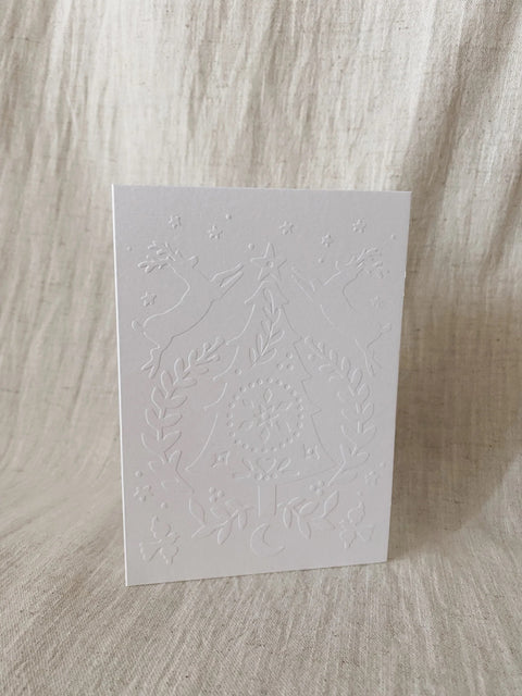 Set van 5 wondermooie witte kerstkaarten