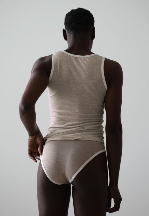 Linnen tanktop 'Fuji' - beige