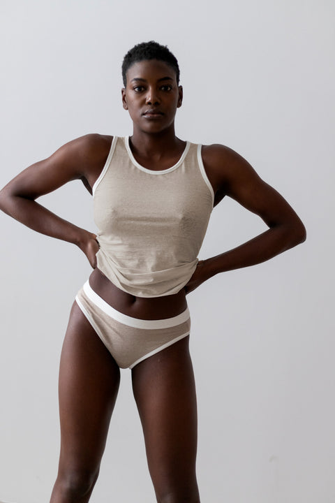 Linnen tanktop 'Fuji' - beige
