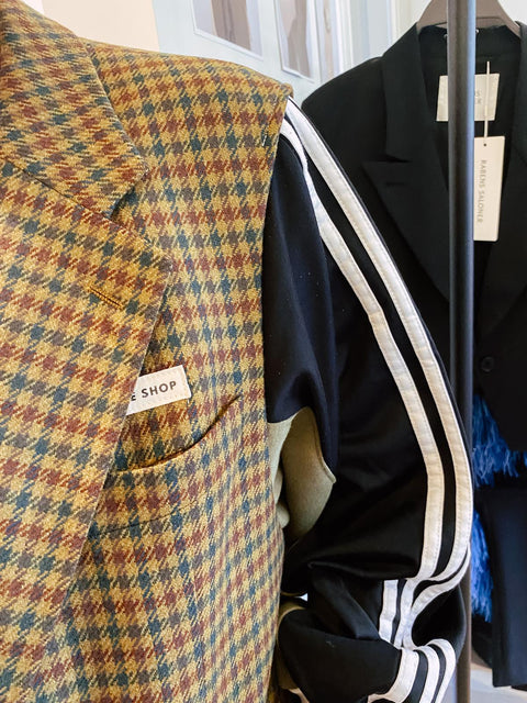 Blazer: pièce unique XXI (groen geruit met zwarte en groene mouwen)