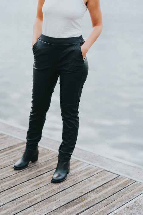 Leather look pants