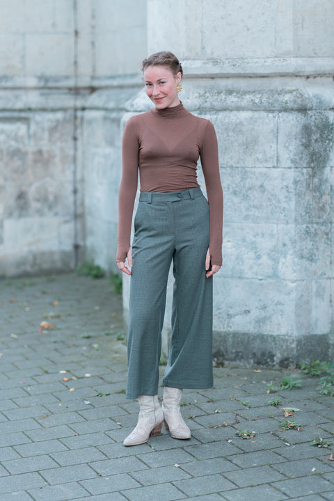 Broek Dong - green pied de poule