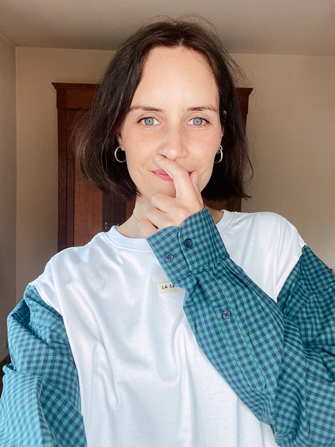 Shirt: pièce unique ( groen-blauwe ruitjes )