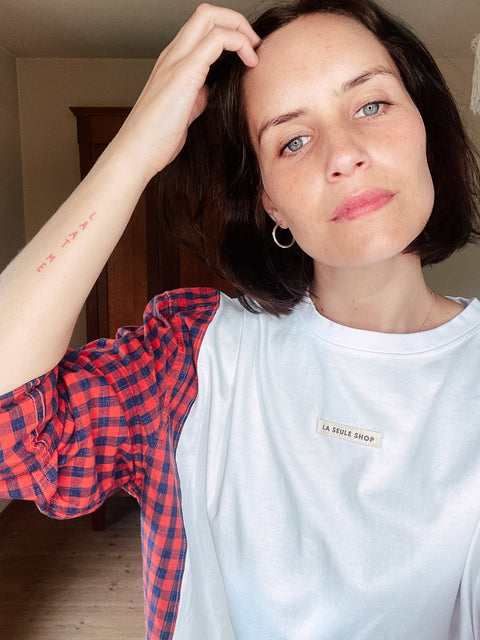 Shirt: pièce unique ( blauw-rode ruitjes )