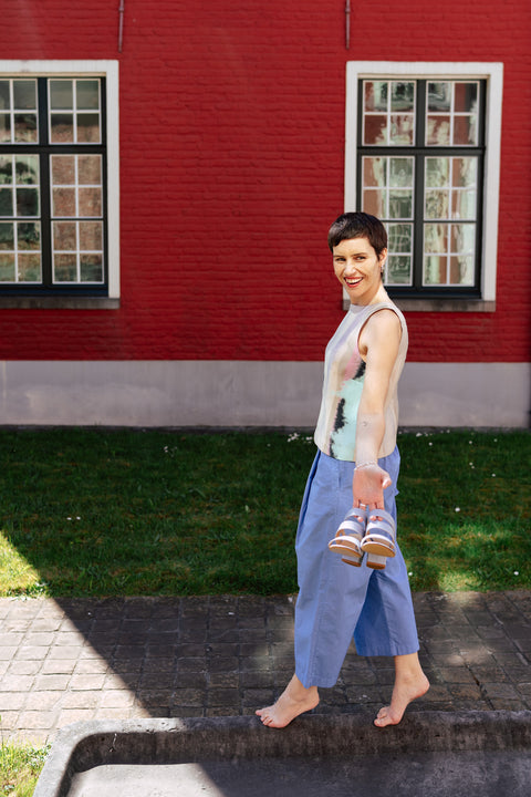 Broek 'Pia' organic garment dyed poplin - blue bonnet