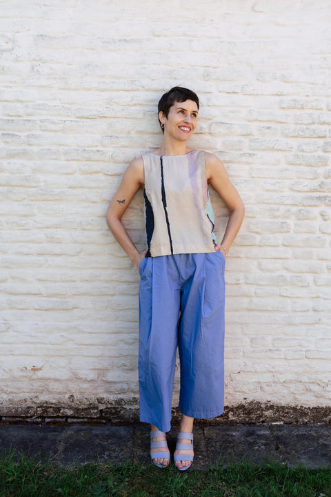 Broek 'Pia' organic garment dyed poplin - blue bonnet