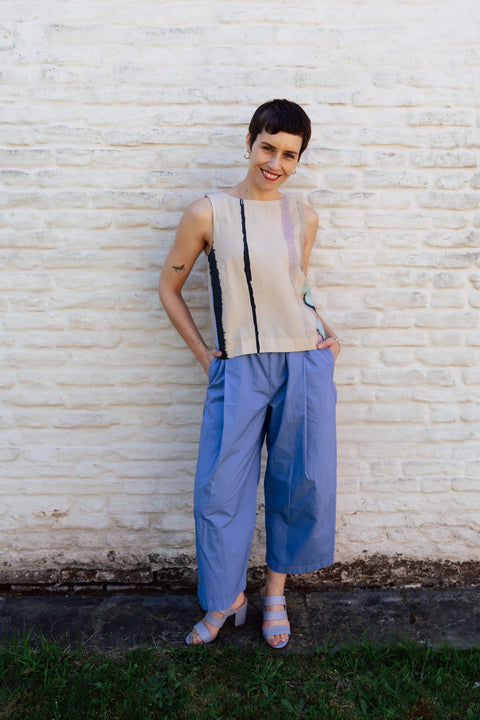 Broek 'Pia' organic garment dyed poplin - blue bonnet