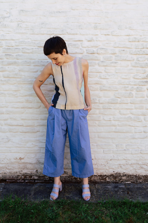 Broek 'Pia' organic garment dyed poplin - blue bonnet