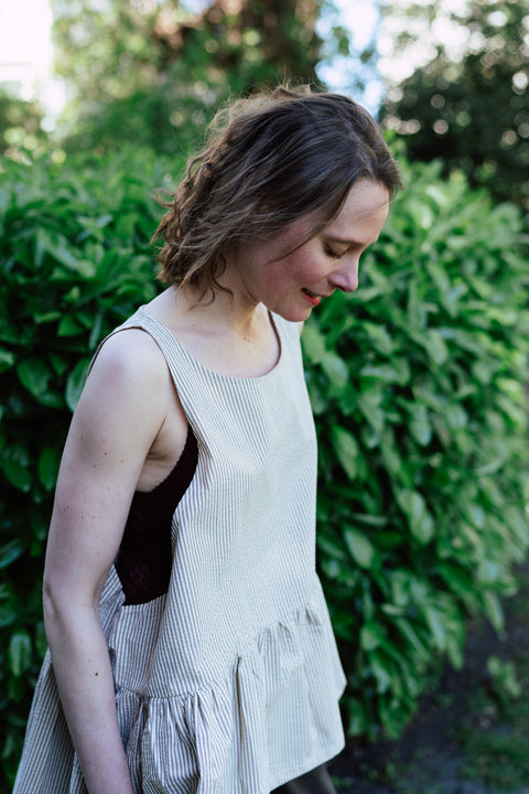 Loose tanktop - ecru/caramel