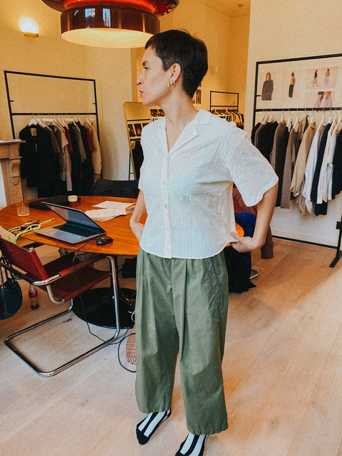 Broek 'Pia' GMTD poplin - moss green (laatste XS)