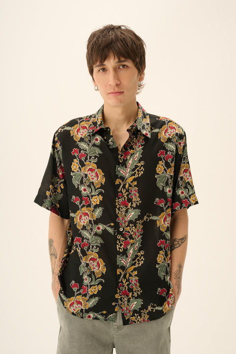 Hemd met korte mouwen 'Silvio' floral print - red/black