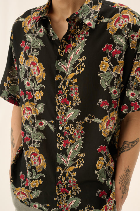 Hemd met korte mouwen 'Silvio' floral print - red/black