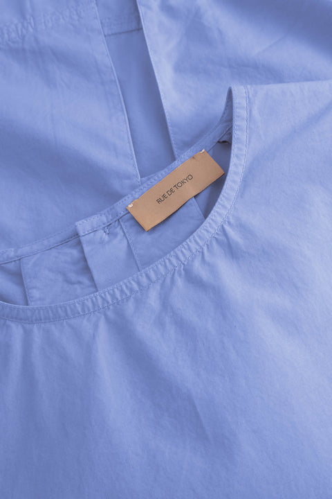 Mouwloze bloes 'Sharren' GMTD poplin - blue bonnet