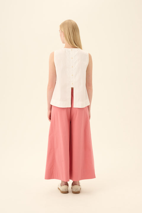 Mouwloze bloes 'Sharren' GMTD poplin - white