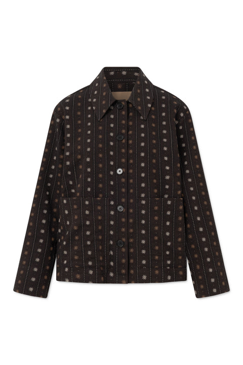 Cecily jacket flower stripe brown