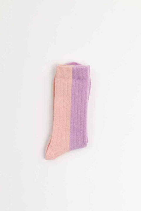Bicolor socks wool peach