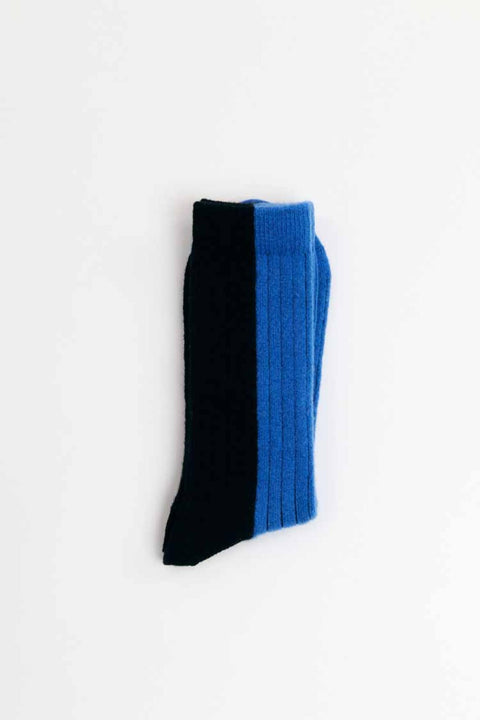 Bicolor socks wool blue