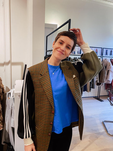 Blazer: pièce unique XXI (groen geruit met zwarte en groene mouwen)