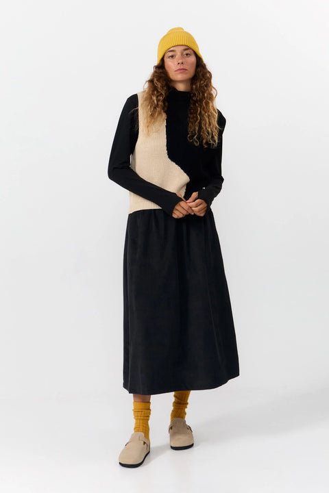 Mouwloze knit - Bicolor zwart