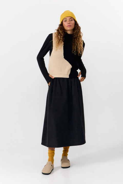 Mouwloze knit - Bicolor zwart