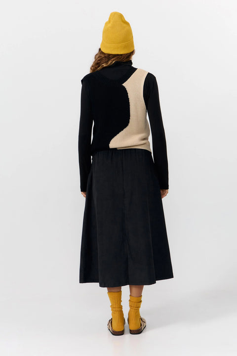 Mouwloze knit - Bicolor zwart