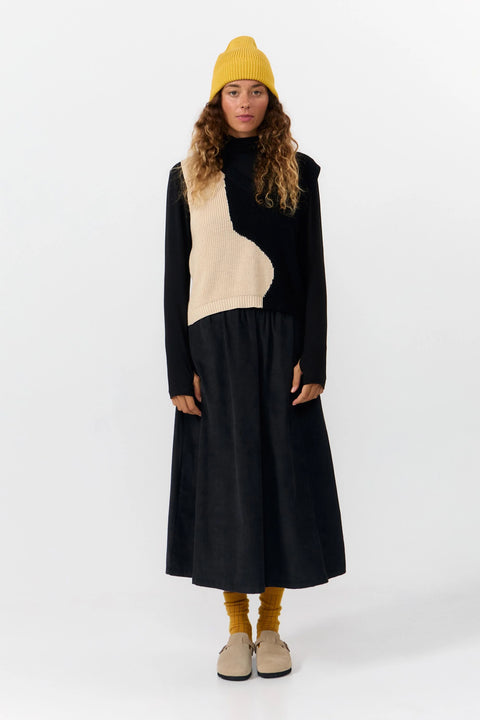 Mouwloze knit - Bicolor zwart