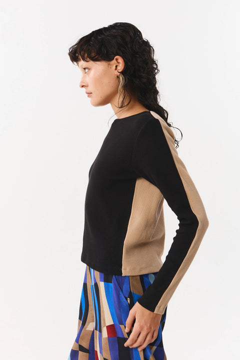 Zachte longsleeve - Bicolor Black