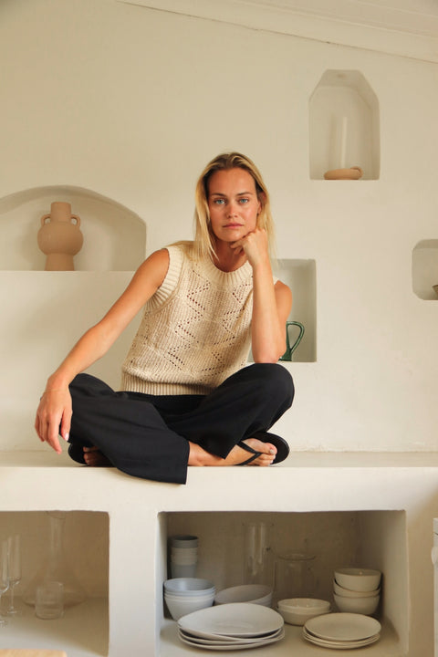 Mouwloze trui 'Slipover Kate' - wool white