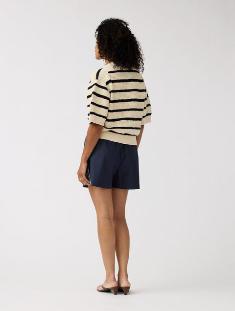 Polo 'Dalia' - wool white/navy stripe