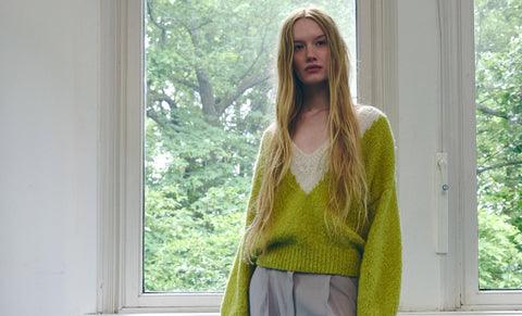 Aurora knit mostaza con ecru