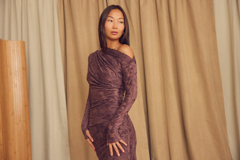 Devore drape top cocoa