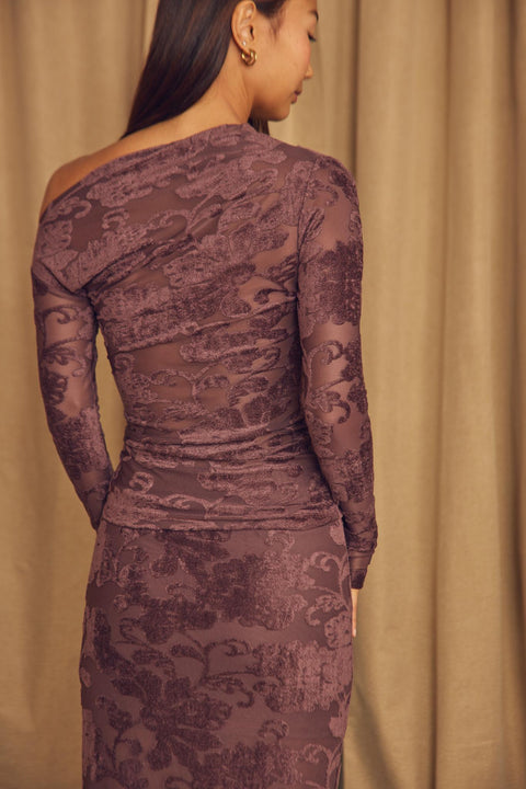 Devore drape top cocoa