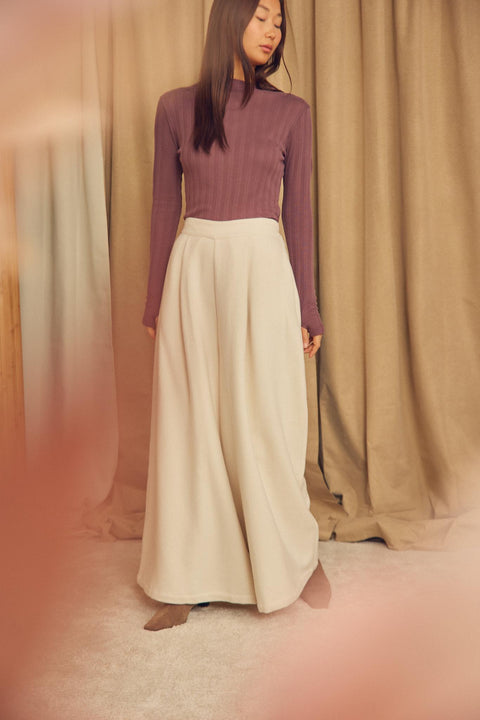 Fine rib long sleeve top cocoa