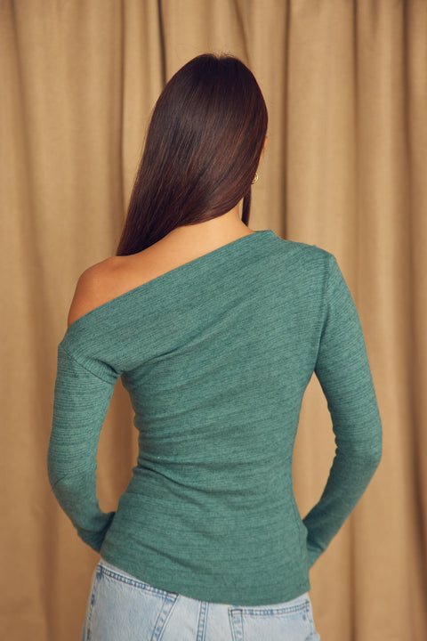 Wool drape top teal