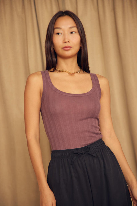 Fine rib tank top cocoa