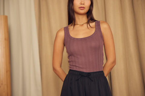 Fine rib tank top cocoa