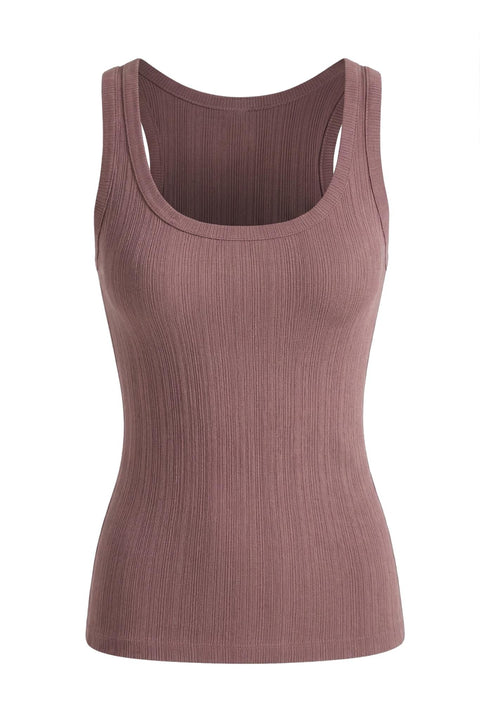 Fine rib tank top cocoa