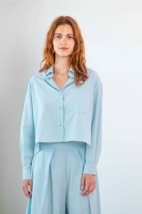 Crop shirt - pale blue