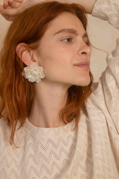 Long sleeve crochet top - ecru