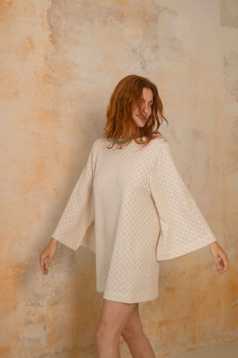 Mini crochet dress - ecru