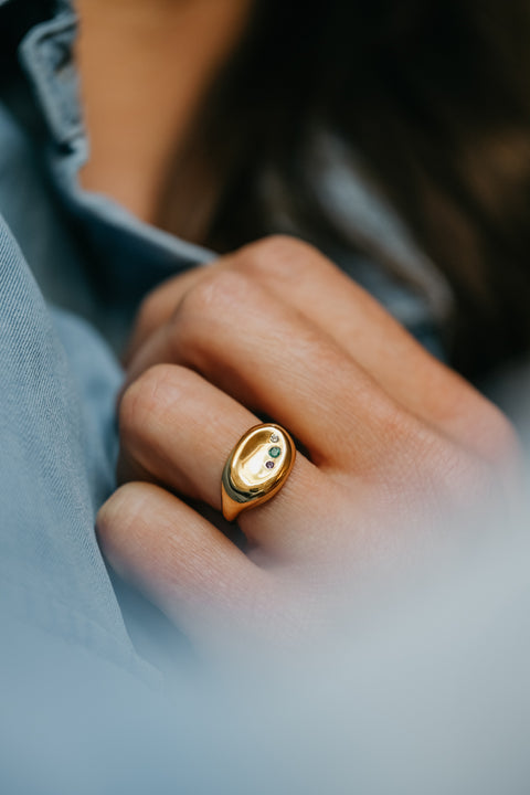 Ring Tribu (met 1 tot 3 geboortesteentjes) (verguld)