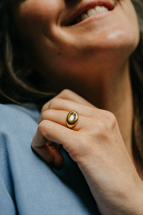 Ring Tribu (met 1 tot 3 geboortesteentjes) (verguld)